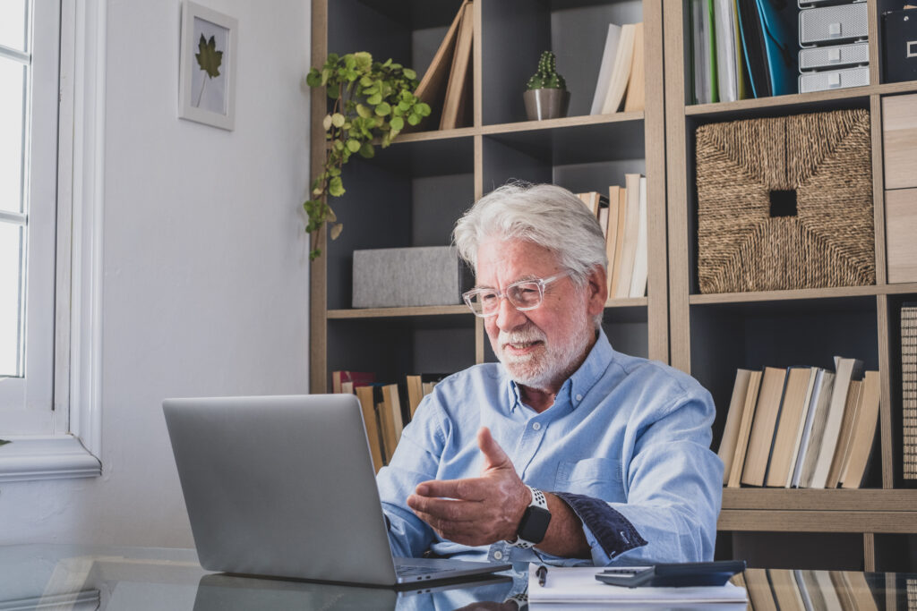 Client accessing secure financial portal on a laptop with Nova Wealth Management resources displayed.