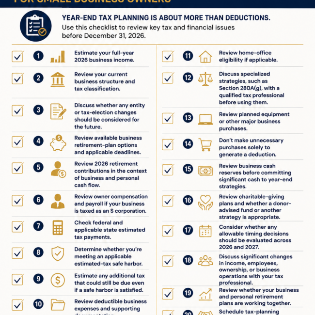 2026 year-end tax planning checklist for small business owners