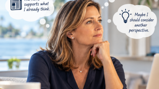 Investor considering different perspectives while making financial decisions