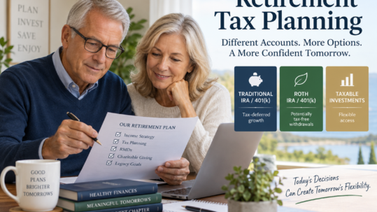 Retired couple reviewing retirement tax planning and Roth conversion strategies