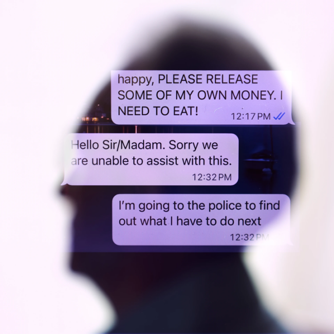 Person reviewing a suspicious financial scam message on a smartphone