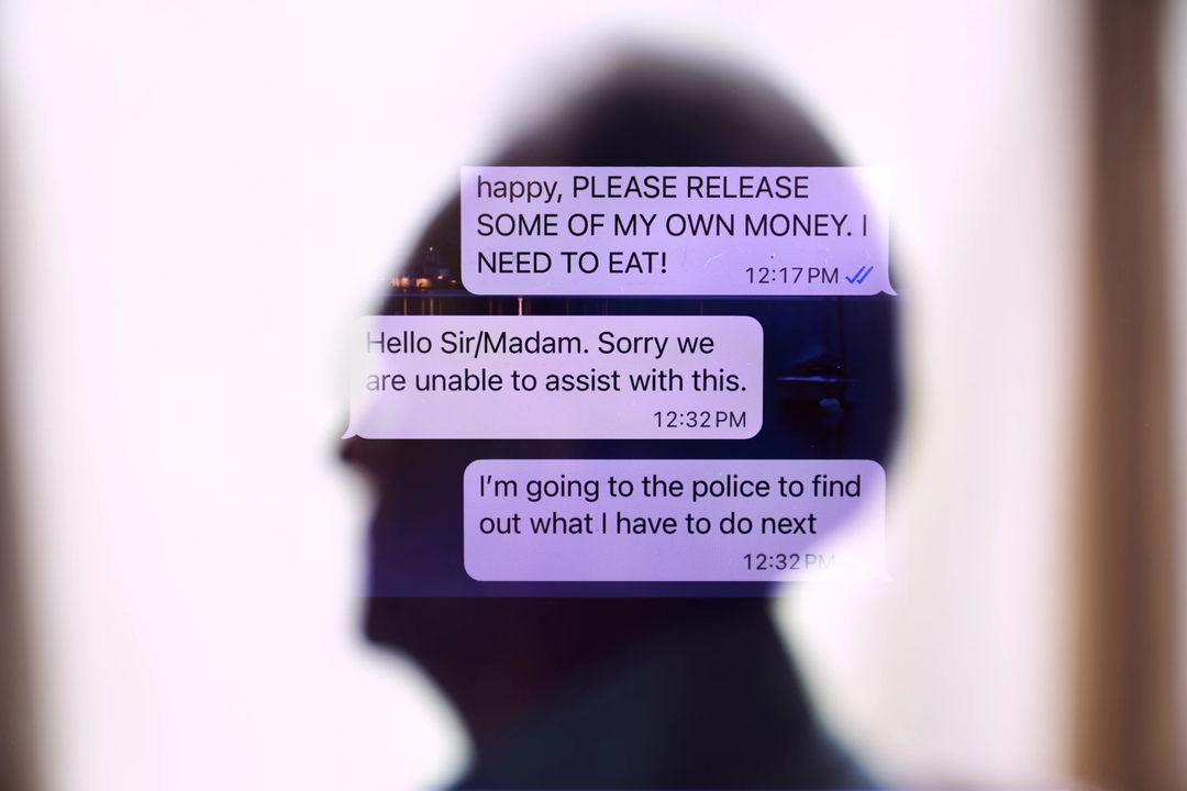 Person reviewing a suspicious financial scam message on a smartphone