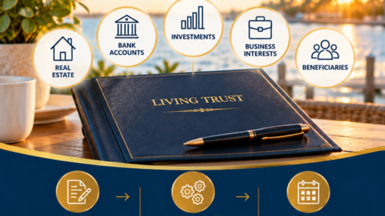 Estate planning documents representing the importance of properly funding a living trust