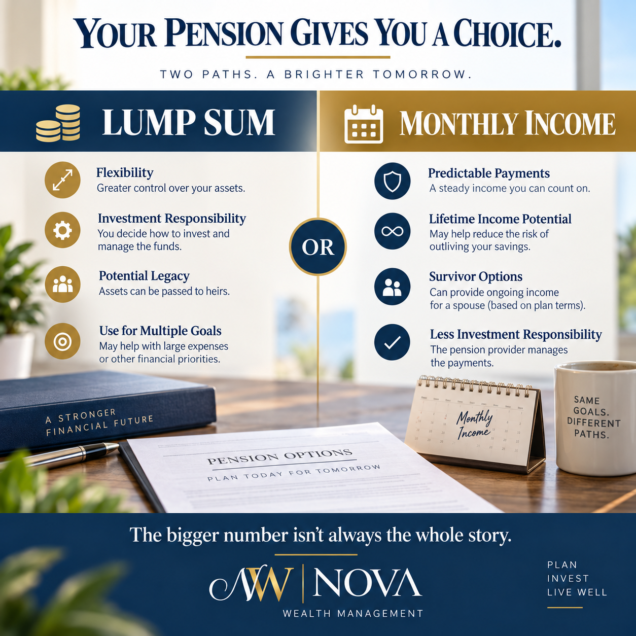 Pension lump sum versus monthly payments retirement planning decision